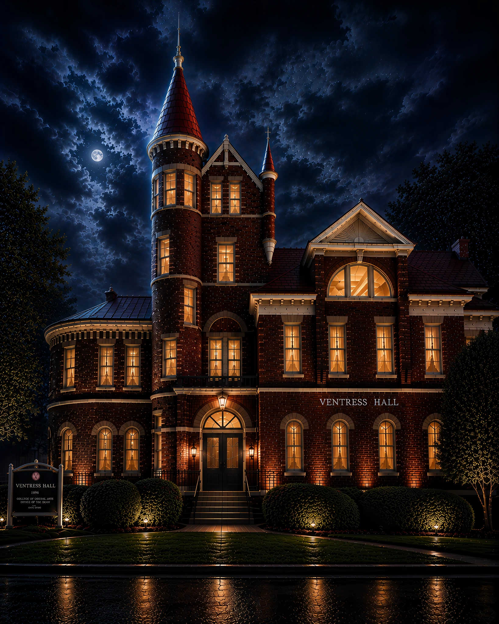 Ventress Hall by Moonlight